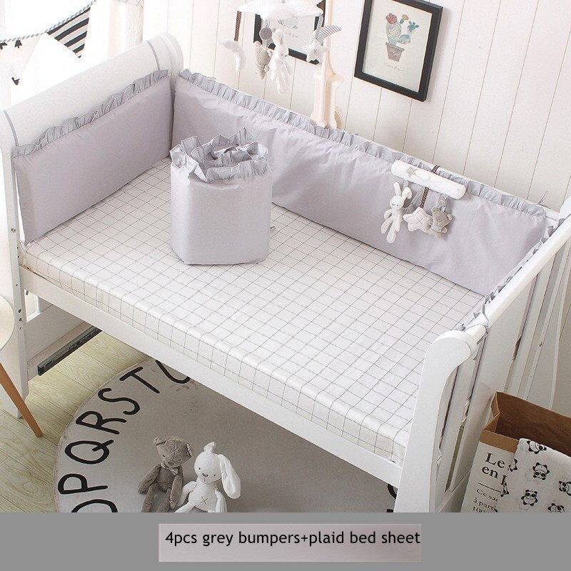 Koreaanse Stijl Baby Baby Wieg Bumpers Puur Katoen Effen Kleur Vel Baby Bed Voor Shock Beschermende Side In De Wieg room Decor: 5 cot bumper