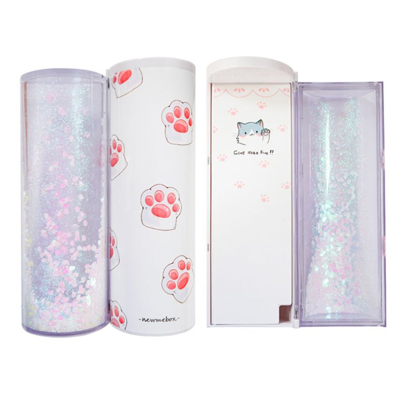 Quicksand Translucent Pencil Case Multifunction Cylindrical Calculator Stationery School Pen Holder DXAB
