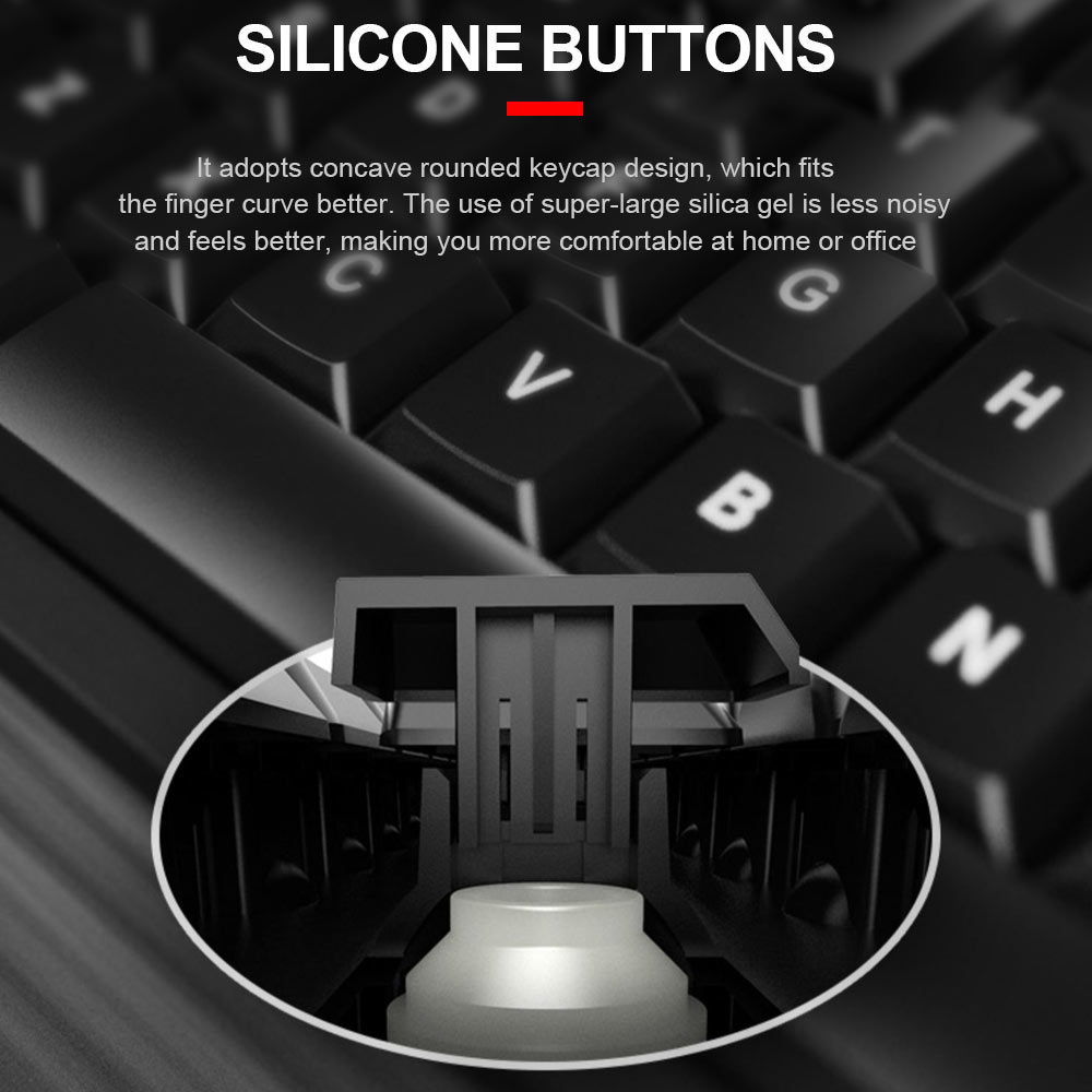 E-YOOSO K500 USB Gaming Membrane keyboard wired 104 Key Gamer ergonomic for Computer PC