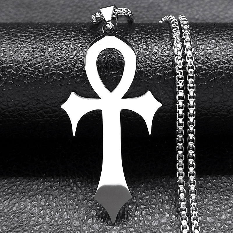Collana croce Ankh egiziana donna/uomo acciaio inossidabile colore oro amuleto collane protezione gioielli colar masculino muslimah: Oro scuro