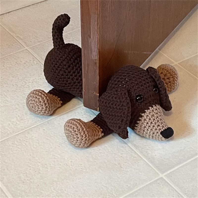 Sjov dørstopper dørstoppere sød hæklet dørkile husholdningsdørbeslag håndlavet dørbeslag vindtæt gulvdekoration