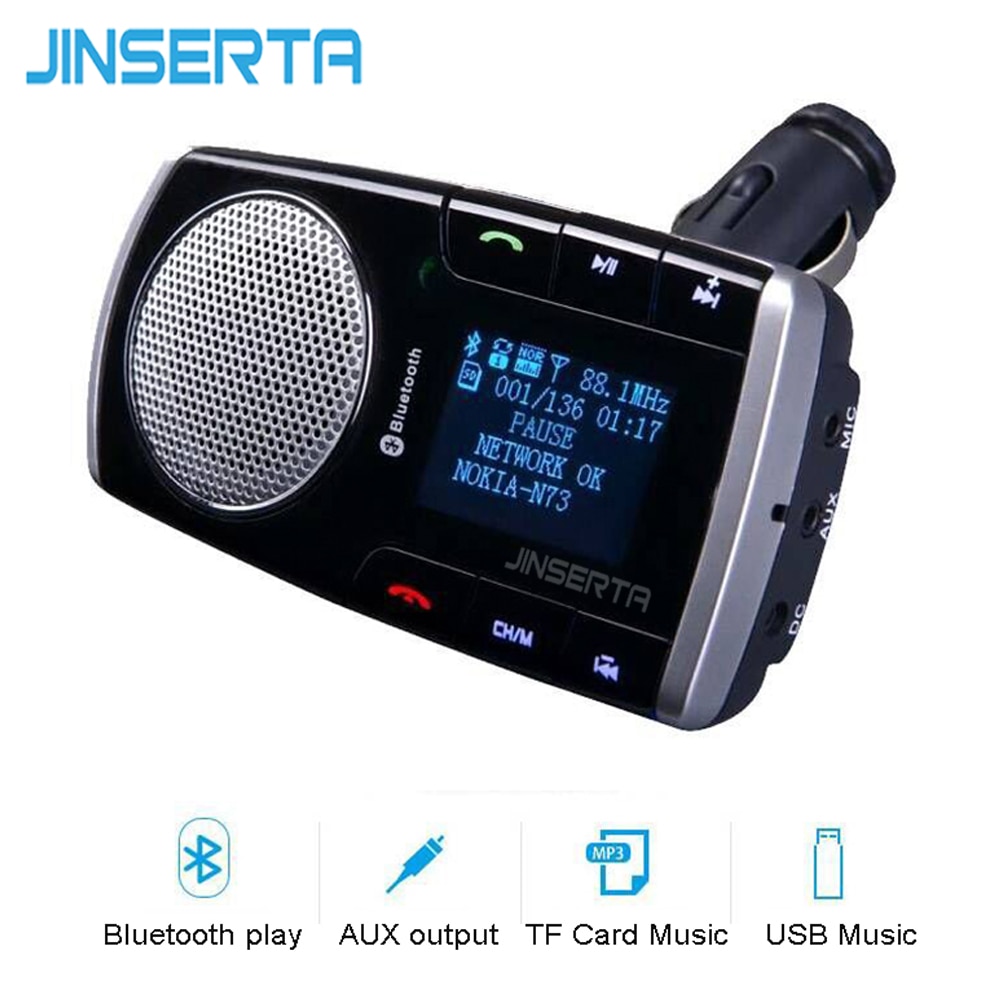 JINSERTA Universele Bluetooth Carkit Speakerphone U Disk SD Muziek Auto MP3 Speler Handsfree Microfoon voor Mobiele Remote Consolar