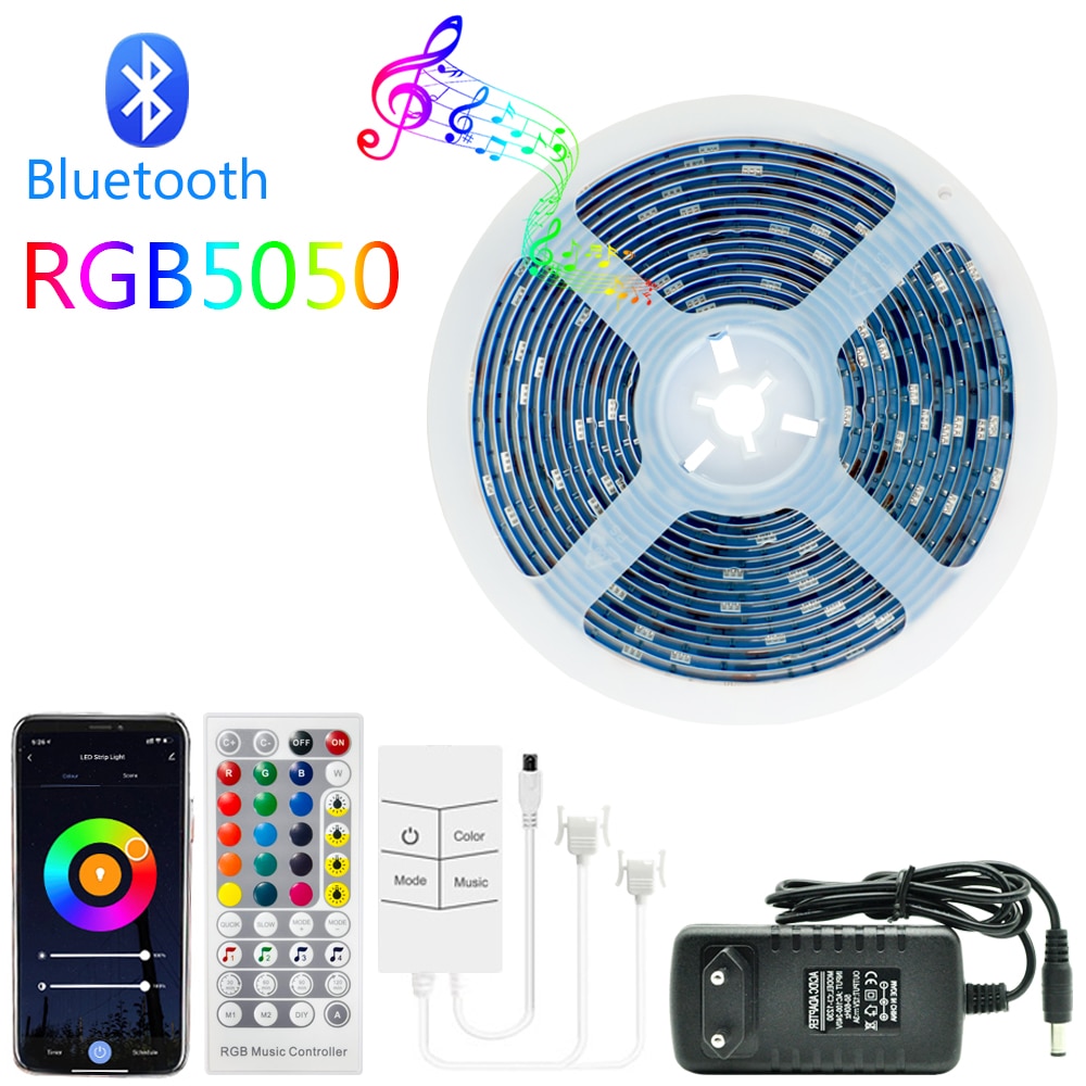 Led Light Strips Wifi Rgb 5050 Werken Met Alexa Google Assistent Telefoon App Diy Kleur 24V Tv Computer Slaapkamer bluetooth Luces Led: Bluetooth control / 30m