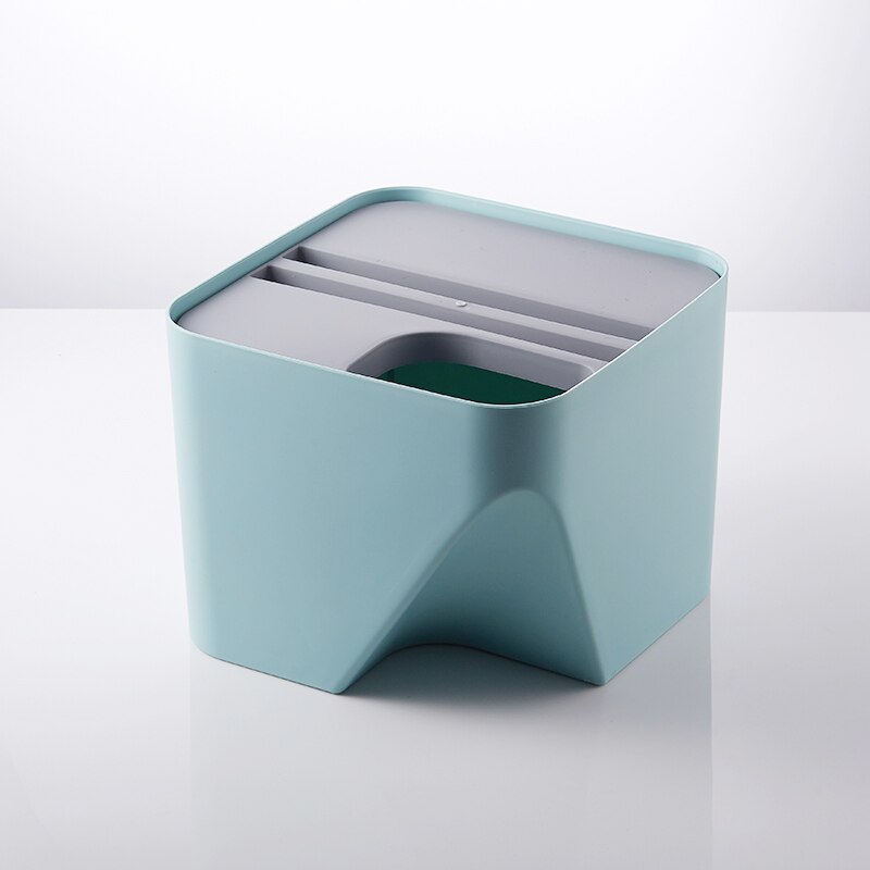 Keuken Prullenbak Voor Recycling Prullenbak Gestapeld Huishoudelijke Afval Sorteren Droge En Natte Scheiding Prullenbak Voor Badkamer WJ10242: BLUE  S