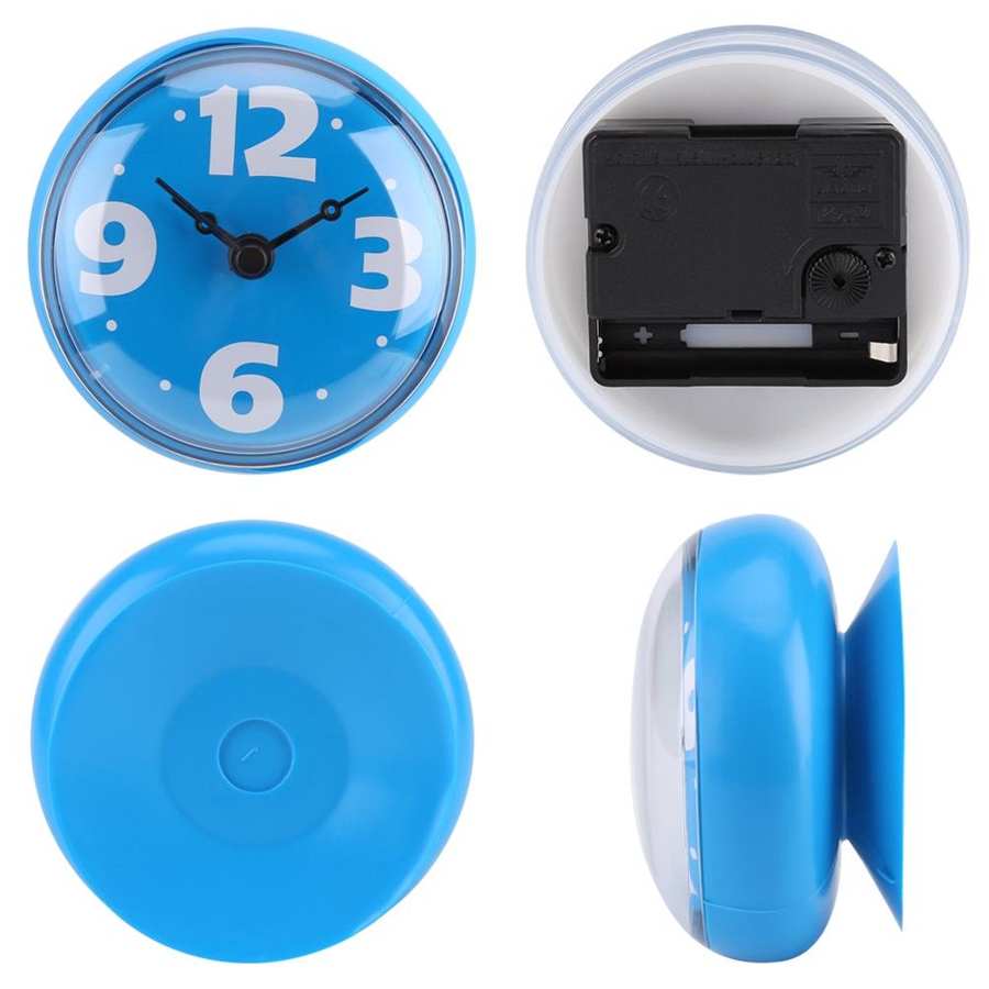 Horloge murale étanche, jolie minuterie, ventouse de douche, miroir mural de bain, horloge de cuisine, accessoires de salle de bains