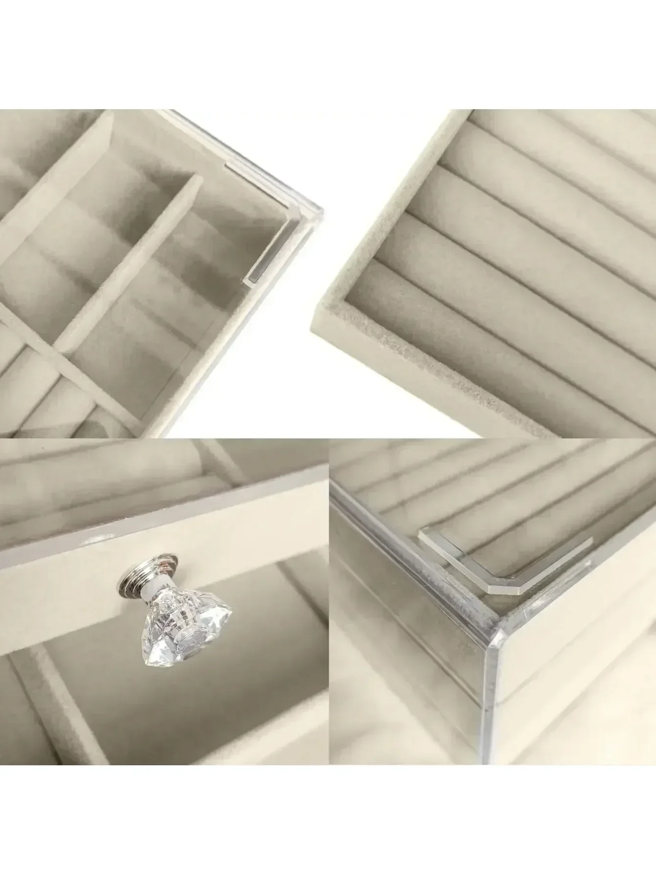 Acrylic Velvet Jewelry Organizer with 3 Drawers Stackable Display Storage Earrings Necklace Bracelets Box Holder Case for Women