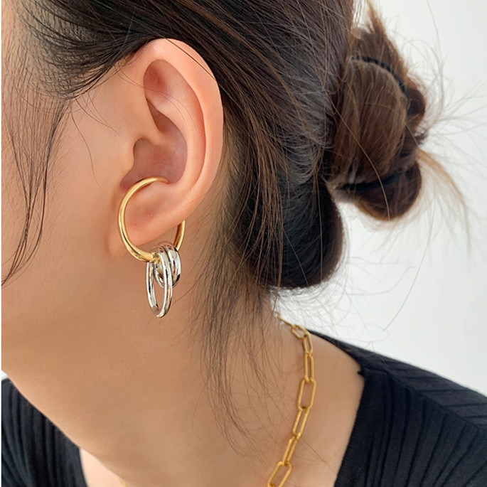 AOMU-pendientes de Metal con formas geométricas para mujer, aretes, Piercings, Color ovalados, redondos, Vintage,