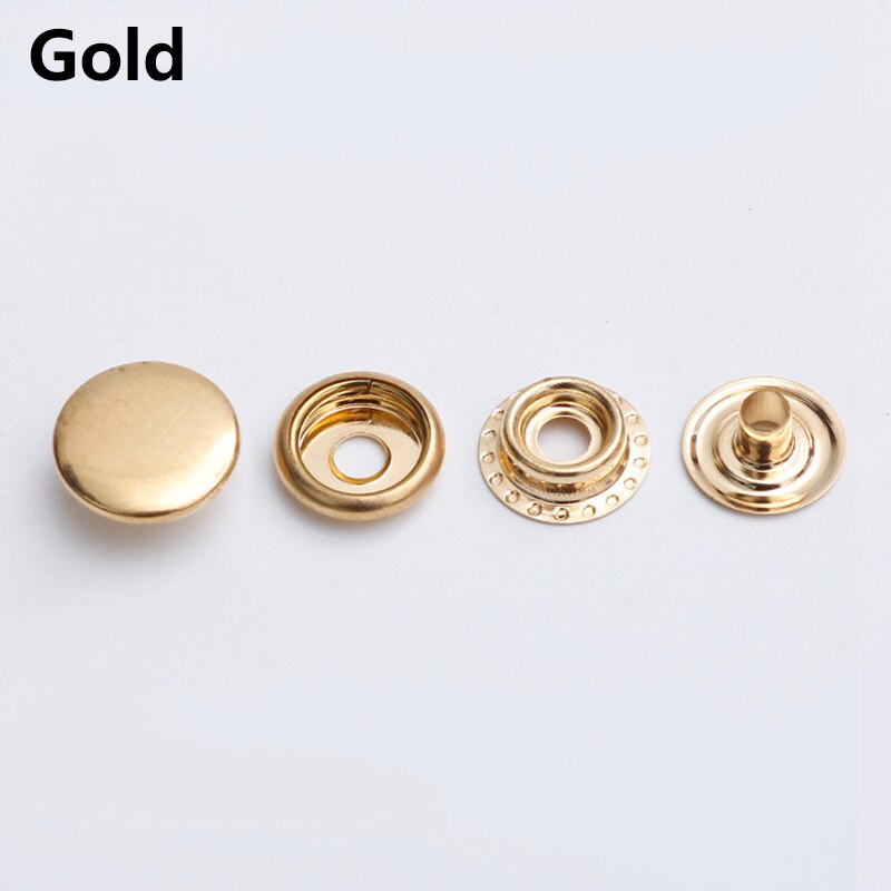 1 Set 12/13/15/17/20Mm Metaal Messing Drukknopen Naaien Knop Snap Fasteners naaien Lederen Craft Kleding Tassen: Gold / 15mm