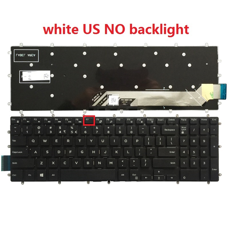 US laptop Keyboard for Dell Inspiron G3 15 3579 3779 G5 15 5587 G7 15 7588 blue/red/white: white No backlit