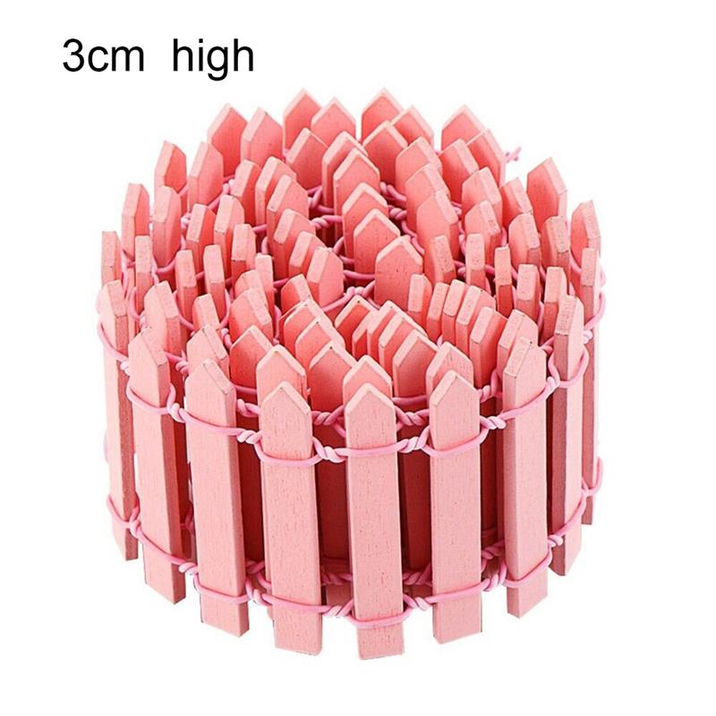 1M/Roll 3/5Cm Mini Houten Hek Diy Miniatuur Fairy Tuin Barrière Houten Craft Room Decor maison Figurine Decor Accessoires: 3cm Pink