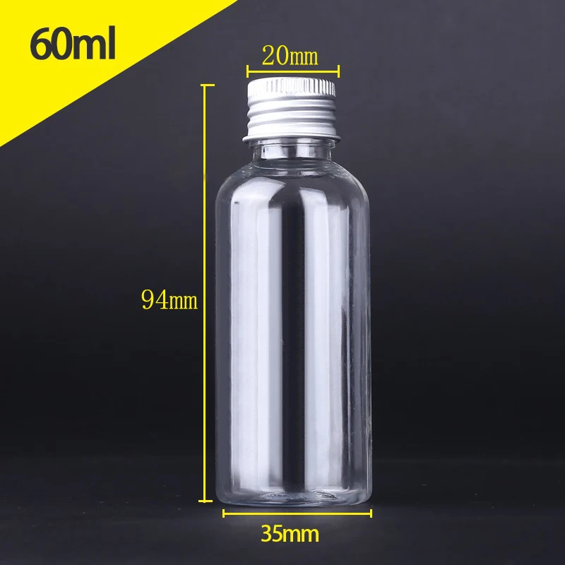 50Pcs 5/10/20/30/50/60/80/100/120ML Portable PET Plastic Bottles W/ Aluminum Screw Cap Travel Cosmetic Container Lotion Creams: plum / 5ml