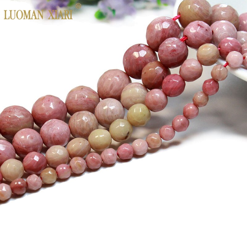 Fine AAA 100% Natural Rhodochrosite Round Stone Beads For Jewelry Making DIY Bracelet Necklace 4/6/8/10/12 mm Strand 15&#39;&#39;