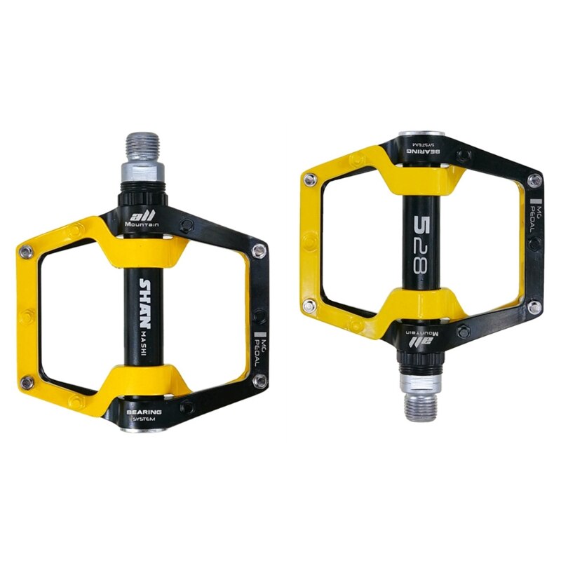 1 Paar Straße Mountainbike Ultraleicht Anti-Unterhose Flache Pedale Plattform Aluminium Legierung CNC Lagerbier Pedal für MTB Fahrrad: Gelb