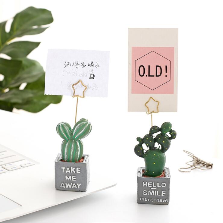 Clip Photo de mariage en résine, Cactus Kawaii, carte de Message, bureau, décoration de Table pour la maison