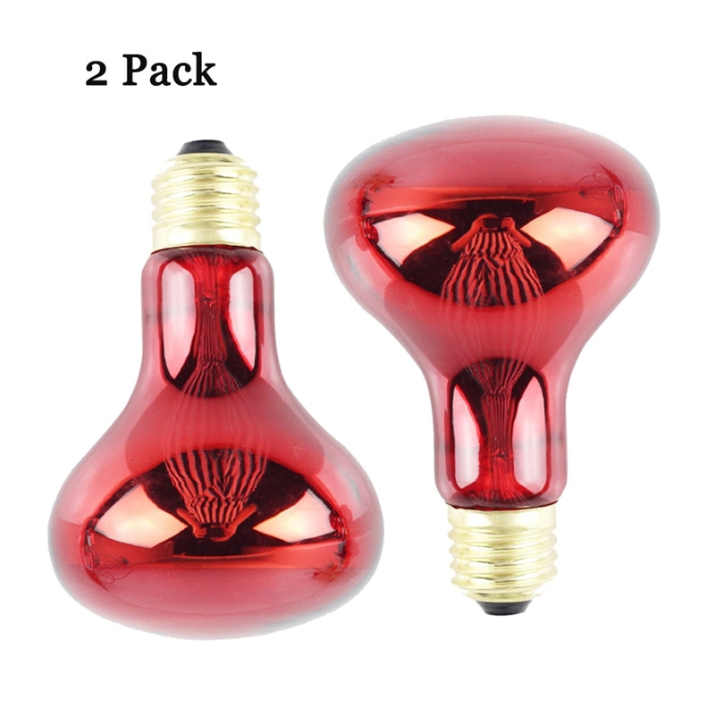 Paquete de 2 bombillas de calor infrarrojas de 100W, bombillas de calor rojas para mascotas, lagartos, dragones barbudos, camaleones, serpientes, Reptiles y anfibios: Default Title