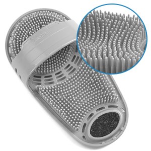 Fotborste för badrum silikon ren massage tofflor tvätta fötter exfolierande tvätta fötter badborstar dusch skurverktyg 1pc: Grå