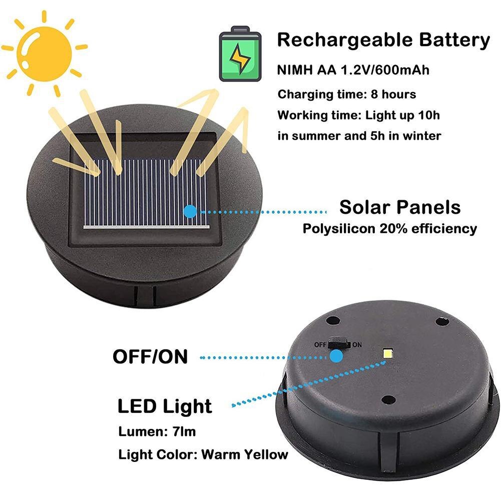Smart Garden Solar Powered Replacement Round Led Light Box Solar Battery Box Solar Cells Poly Li-Ion Battery Charger