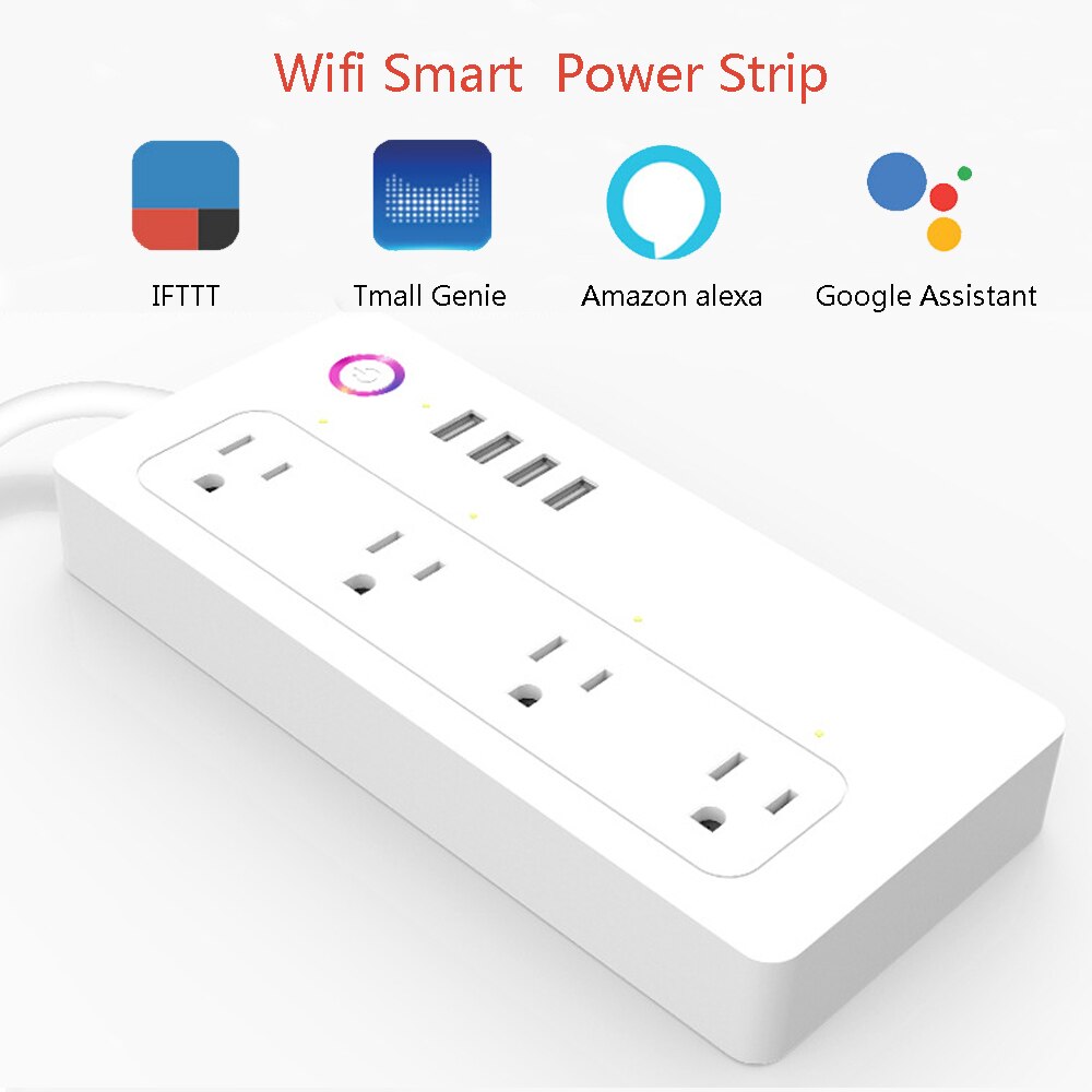 WIFI Smart sub-control Power Strip USB Charging Protection APP Remote Control Socket Timing Countdown Power OFF/ON Outlet: US Plug