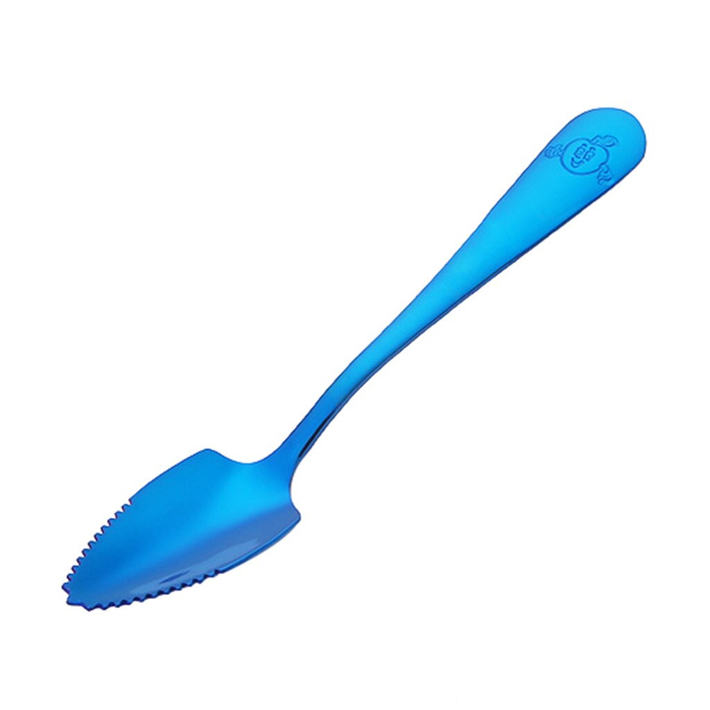 Kitchen Fruit Mud Spoon Stainless Steel Fruit Scraping Mud Spoon Baby Food Supplement Tool With Saw Tooth для кухни повесить: Blue
