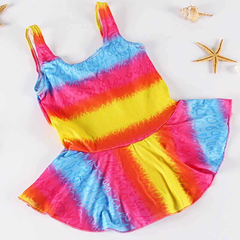 One Piece Colorful Girls Swimsuit Floral Print Swimwear Dress Sunsuit Summer Beachwear Outfit /