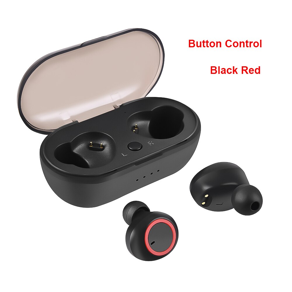 kebidu Wireless Earbuds TWS Bluetooth 5.0 Earphone Stereo Waterproof Sport Earphones for Phone Handsfree Gaming Headset with Mic: A Black Red