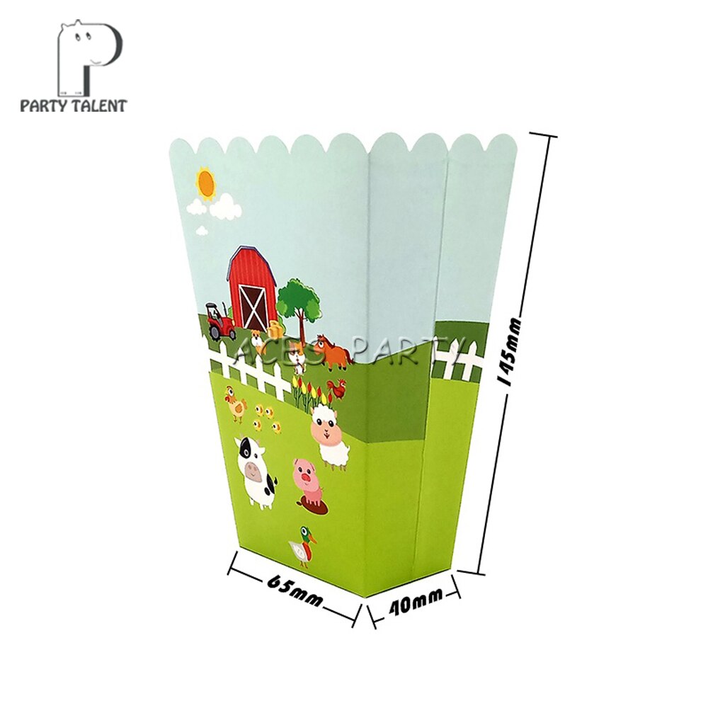 8pcs/Lot Popcorn Box For Kids Children Farm Animals Theme Birthday Party Baby Shower Decoration Supplies