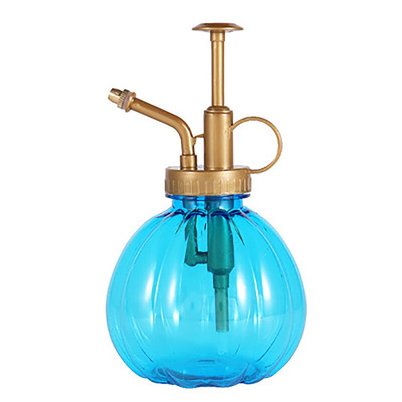 Bärbar vintage sprayflaska pumpa form växt blomma tryck vatten spruta flaskor vattenkanna sprinkler: Blå