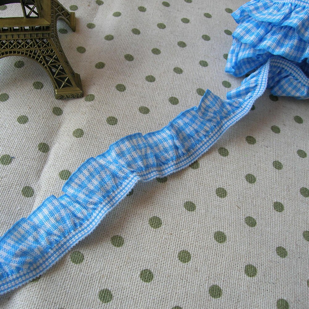 5Y/paquete 3/4 "guingham elástico ribete cintas con volantes recortado lotes