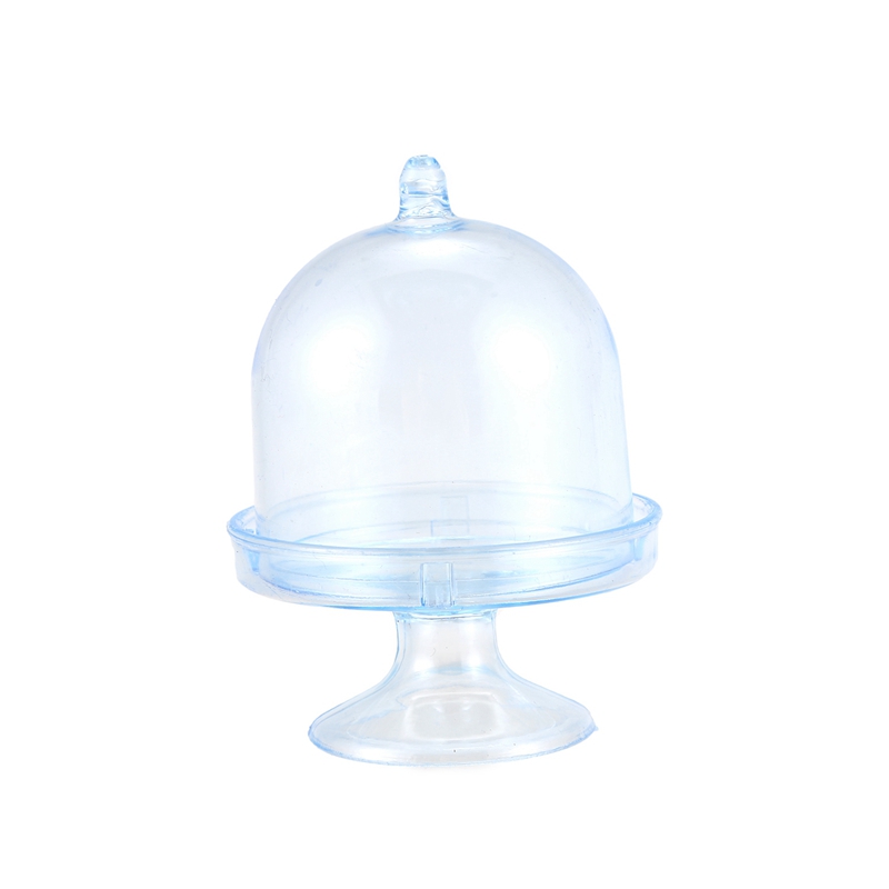 24 pièces Mini présentoir à gâteaux boîte de Cupcake boîte de bonbons en plastique de fête de mariage, 12 pièces bleu et 12 pièces argent