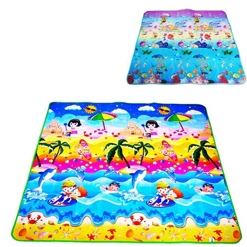 Baby lekmatta skum för barn barn gym pussel spel utveckla mattor aktivitet spel leksaker för staket spår golv krypdyna: Strand hav / 180cm*120cm