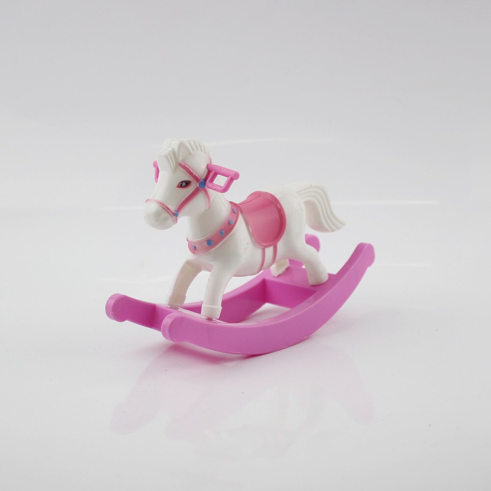 Mini caballo balancín de plástico pequeño modelo equilibrio muñeco caballo casa decoración juguete para jugar a las casitas niño chico chica