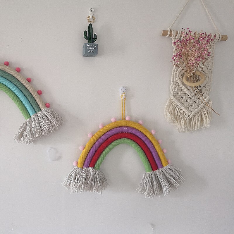 Boho Opknoping Decor Babybed Tent Klamboe Decoraties Lit Enfant Kleurrijke Regenboog Nordic Baby Meisje Jongen Kamer Decoratie