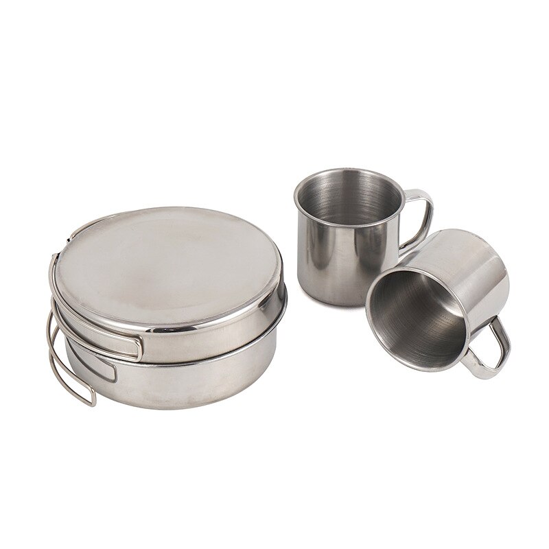 Juego de ollas de acero inoxidable para cocina, juego de ollas de cocina, plato, taza de agua para Picnic al aire libre, Camping, escalada, 8 Uds.