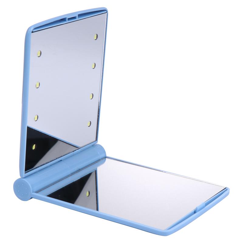 Foldbart led makeup spejl lys firkantet med tosidet håndholdt makeup spejl iøjnefaldende mini makeup spejl til udendørs rejser
