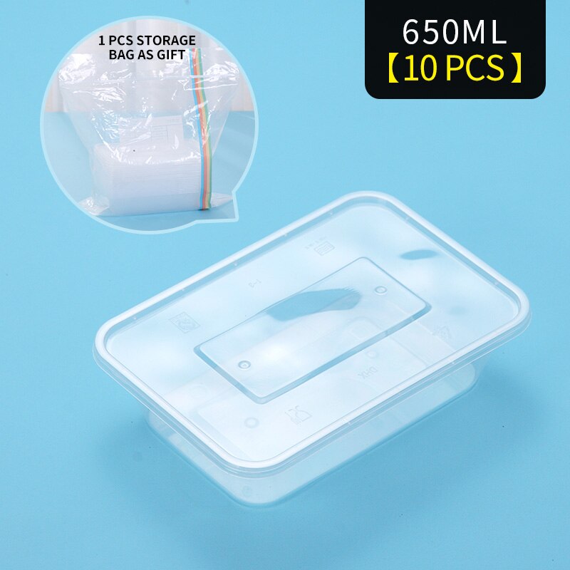 Worthbuy 10 Stks/set Japanse Wegwerp Voedsel Containers Bpa Gratis Plastic Bento Box Magnetron Lunchbox Voor School Diner Set: 10 Pcs 650ml