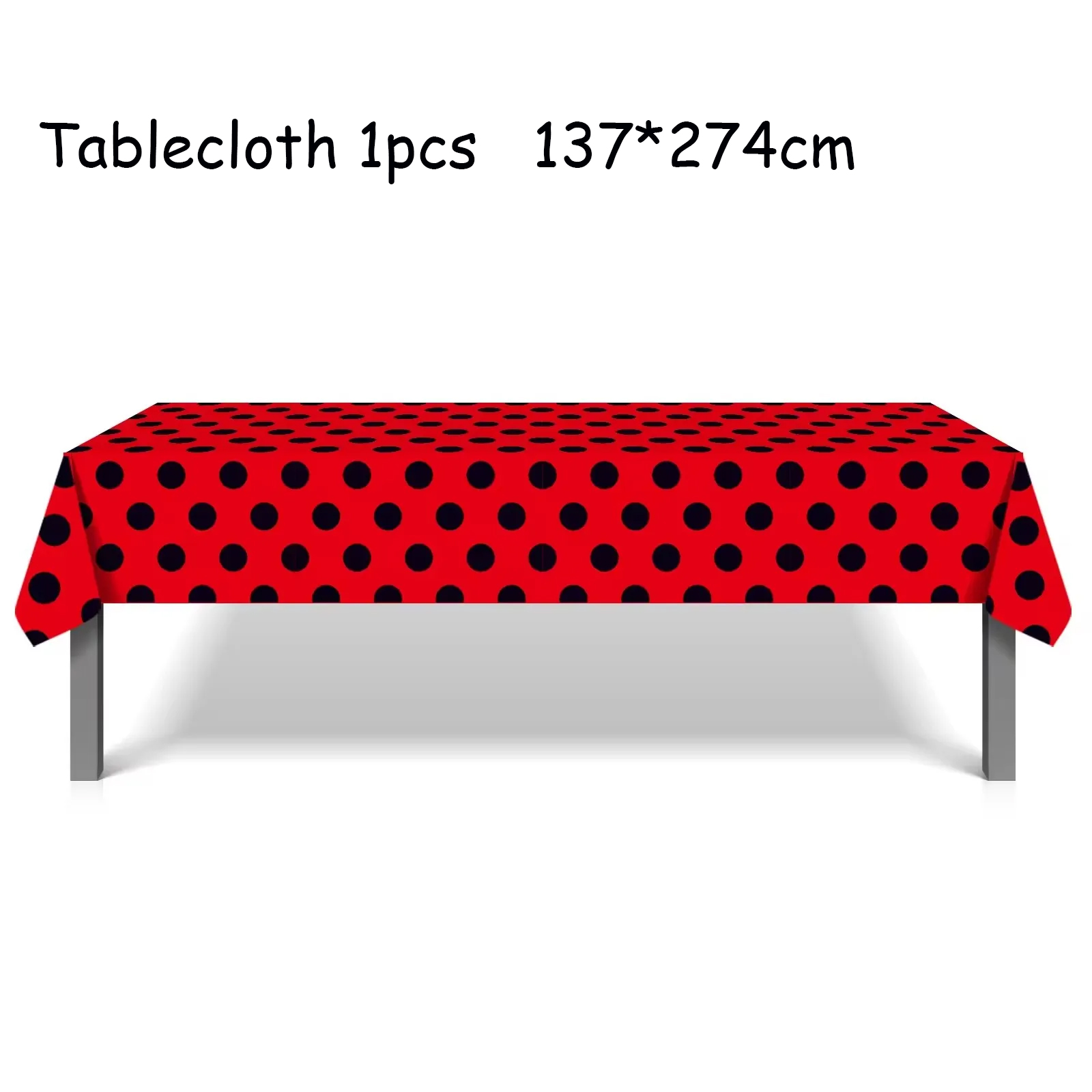 1 stks 137*274 cm Lieveheersbeestje Tafelkleed Verjaardagsfeestje Decoratie Rode en Zwarte Stippen Tafelkleed Meisje gunst Party Decor Supplies: Default Title