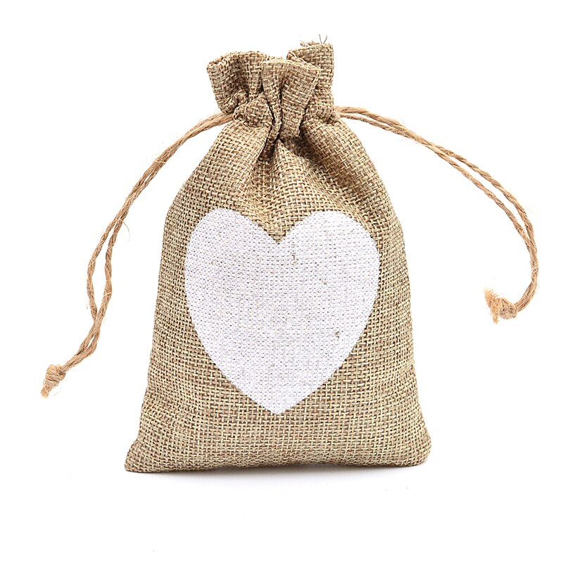 Petit sac de petites friandises de mariage en toile de jute en Jute, avec cordon, pour bonbons, bijoux, café, décor de noël,: Marron