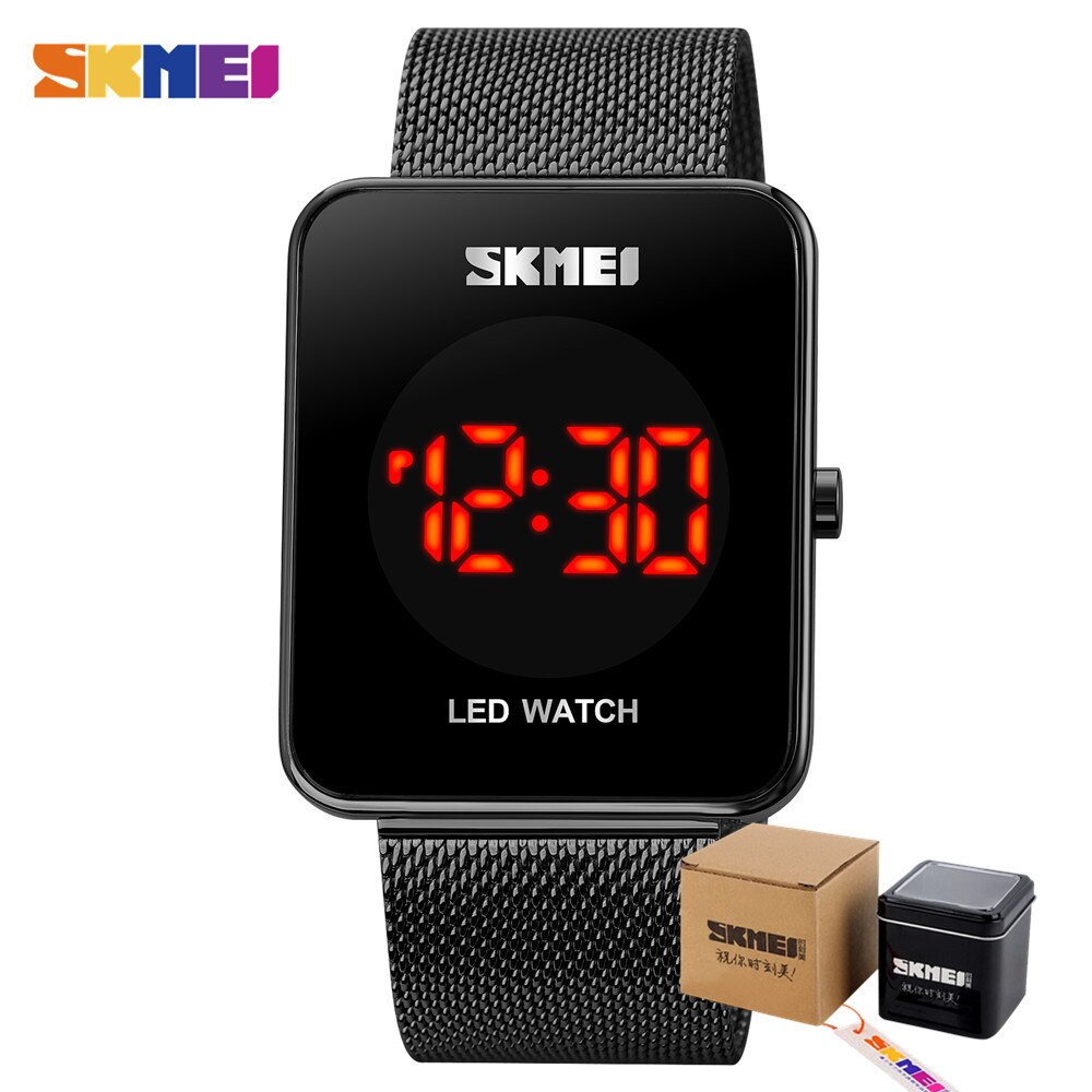 Skmei Led Tijd Datum Display Waterdicht Man Klok Japan Digitale Beweging Rvs Heren Horloges Relogio Masculino 1900: Black with box