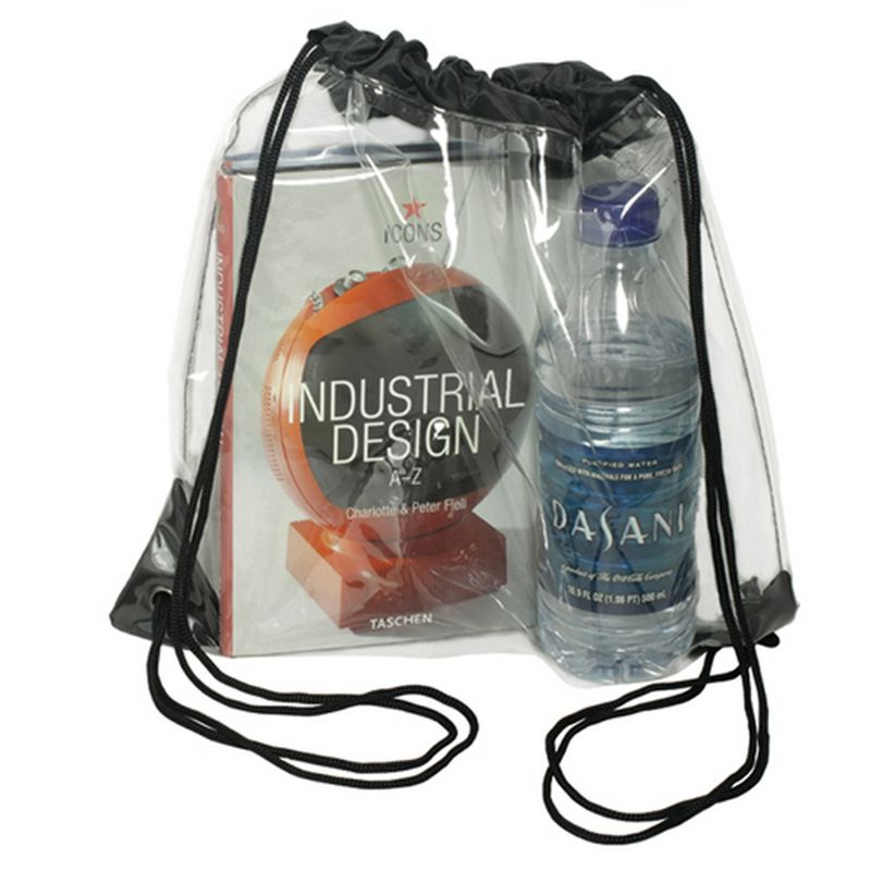 Transparent Drawstring Backpack School Tote Gym Bag Sport Pack