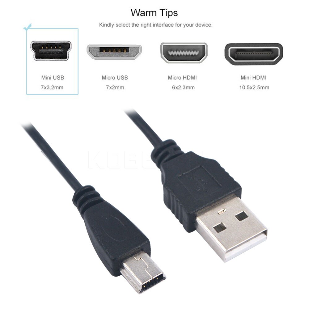 5 Pin Mini USB 2.0 Charge Data charger Cable Cord for MP3 Mp4 Digital Camera