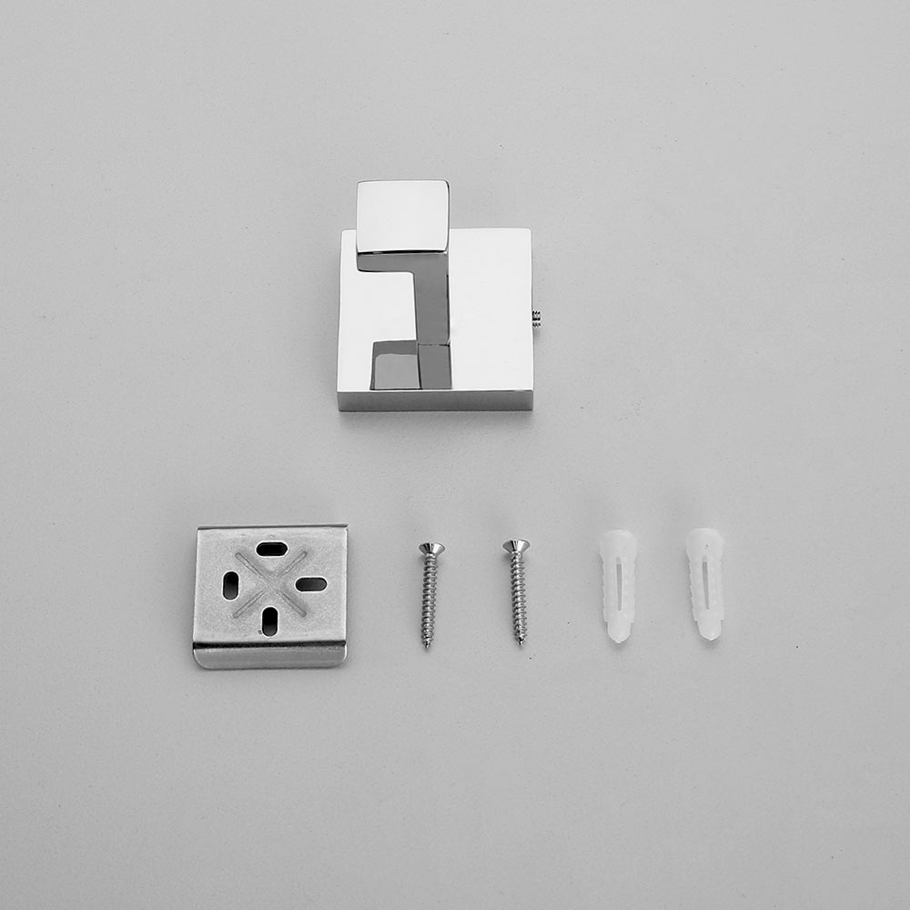 1pcs Deluxe SUS 304 Stainless Steel Wall Mount Square Towel Robe Coat Hook Hat Door Hanger Mirror Polished