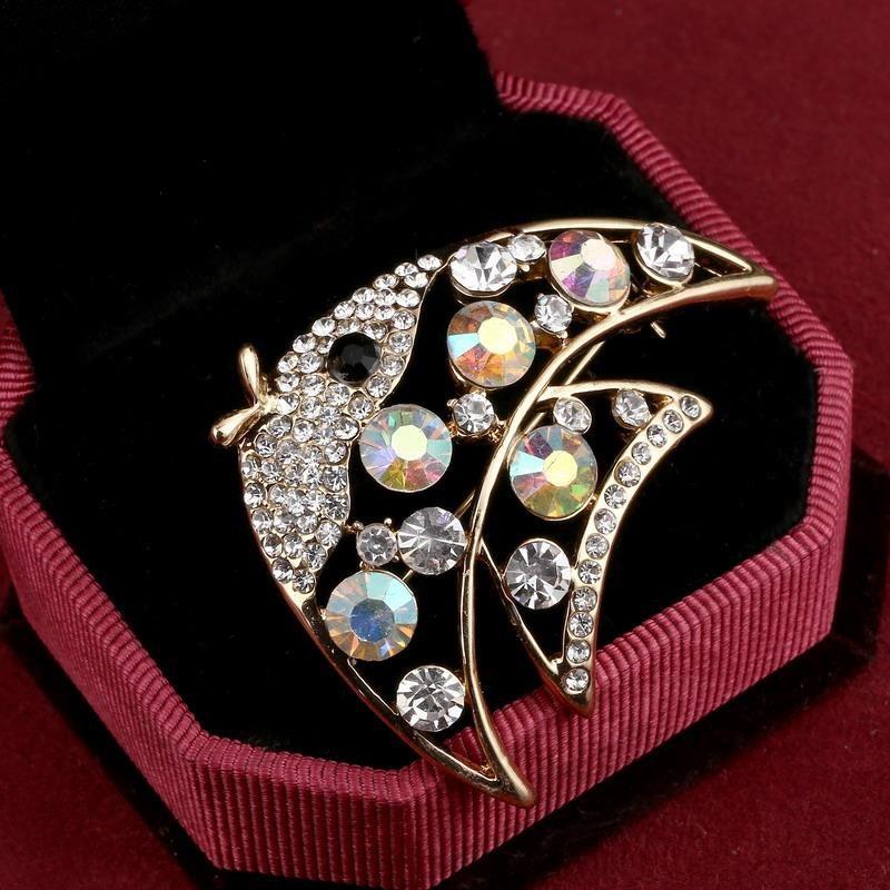 Hesiod Dames Broche Kristal Ster - Klassieke Sprankelende Ketting Broches Jurk Decoratie Zilver/Zwart/Goud: 059