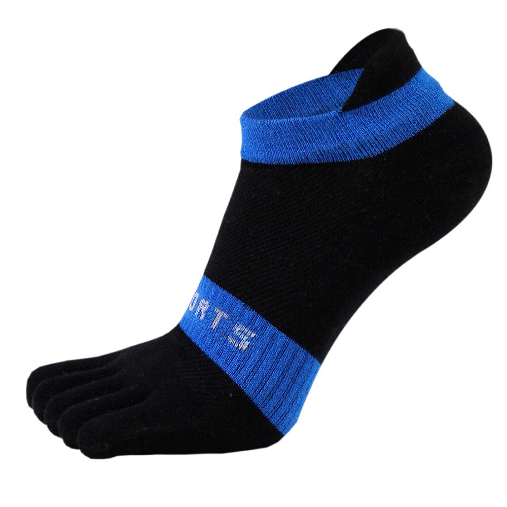 Five Finger Socks Men Pure Cotton Sports Breathable Comfortable Shaping Anti Friction Men's Five Finger Socks: black blue