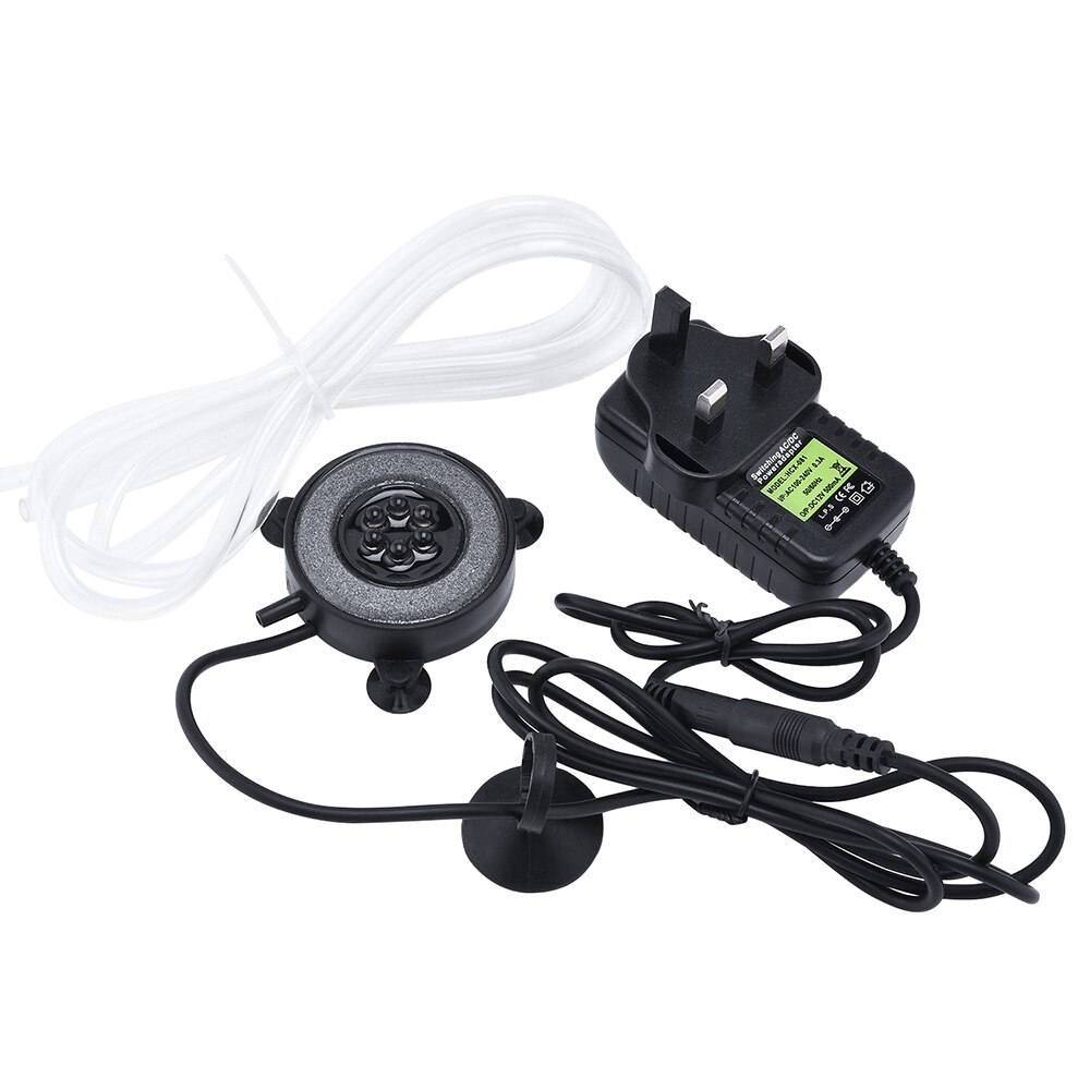 Luz LED redonda de burbujas de aire, luz sumergible para tanque de peces, cambio de Color, acuario con burbujas de aire, lámpara, herramientas de aireación: UK Plug