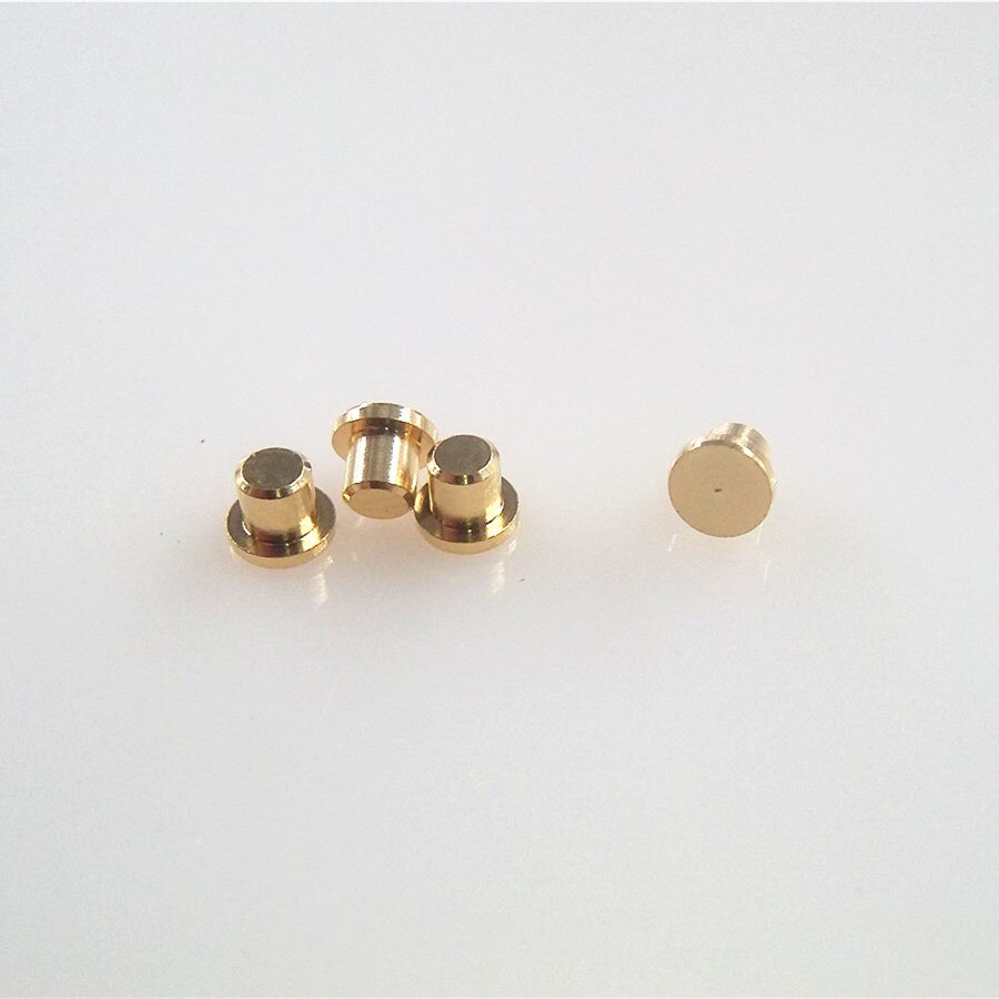 10pcs Female Pogo Pin Flange Diameter 3.0 mm Height 2.0 mm Flat surface Circular Contact Pad Brass Gold plate Spring connector