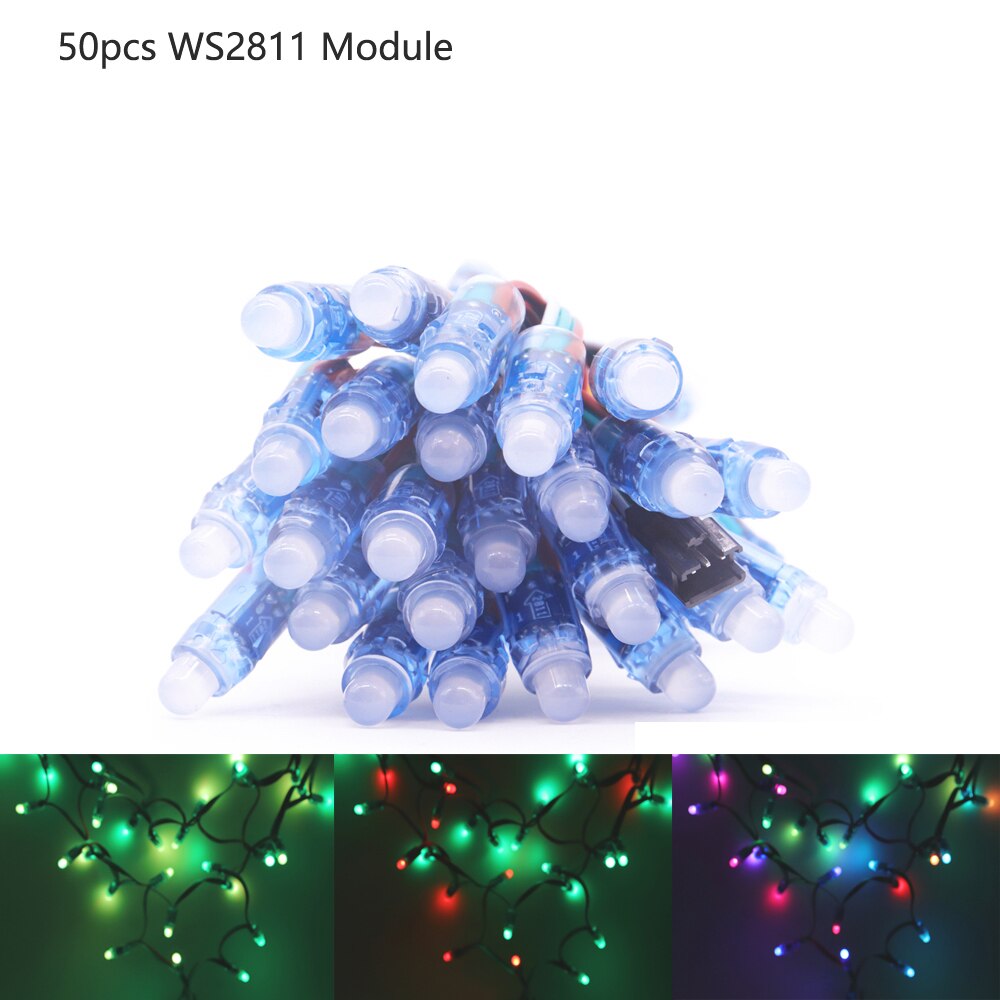 WS2811 Led Module Pixels String Lights Rgb Digitale Met SP110E Controller 5V 8A Voeding Volledige Kleur Led Licht strip Kit DC5V: 50pcs Module