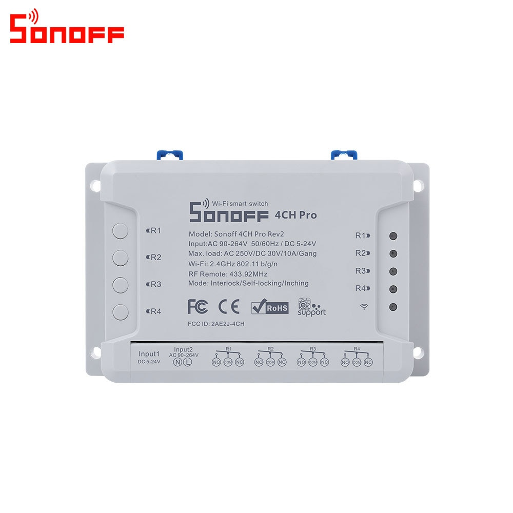 Itead sonoff 4ch pro  r2 wifi-schakelaar 4- kanaals inching zelfvergrendelende vergrendeling slimme wifi rf-bediening afstandsbediening werkt met alexa