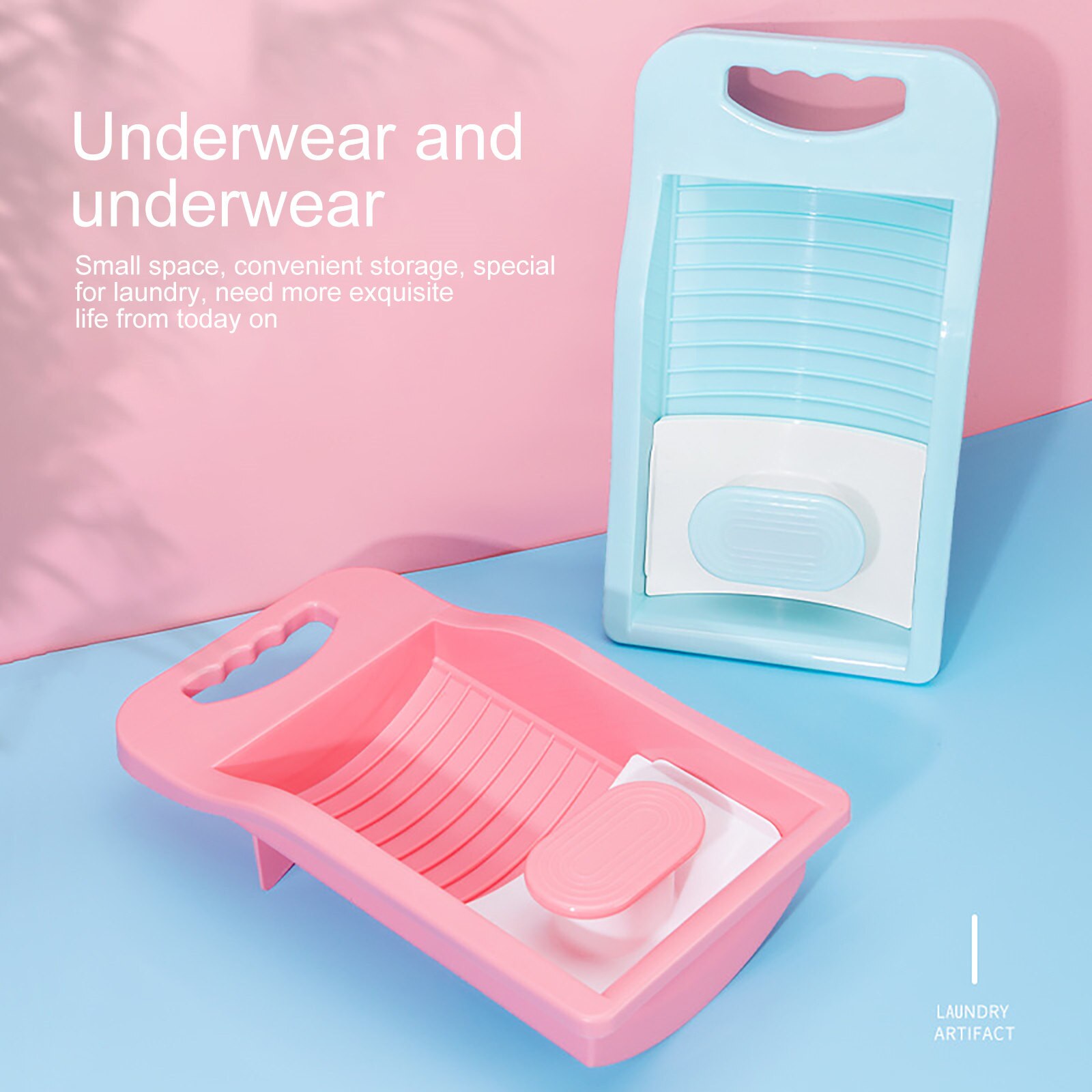 2PC Plastic Laundry Washboard Non-slip Underwear Sock Mini Washboard Scrubboards Washing Board Soap Holder Laundry Scrubbing