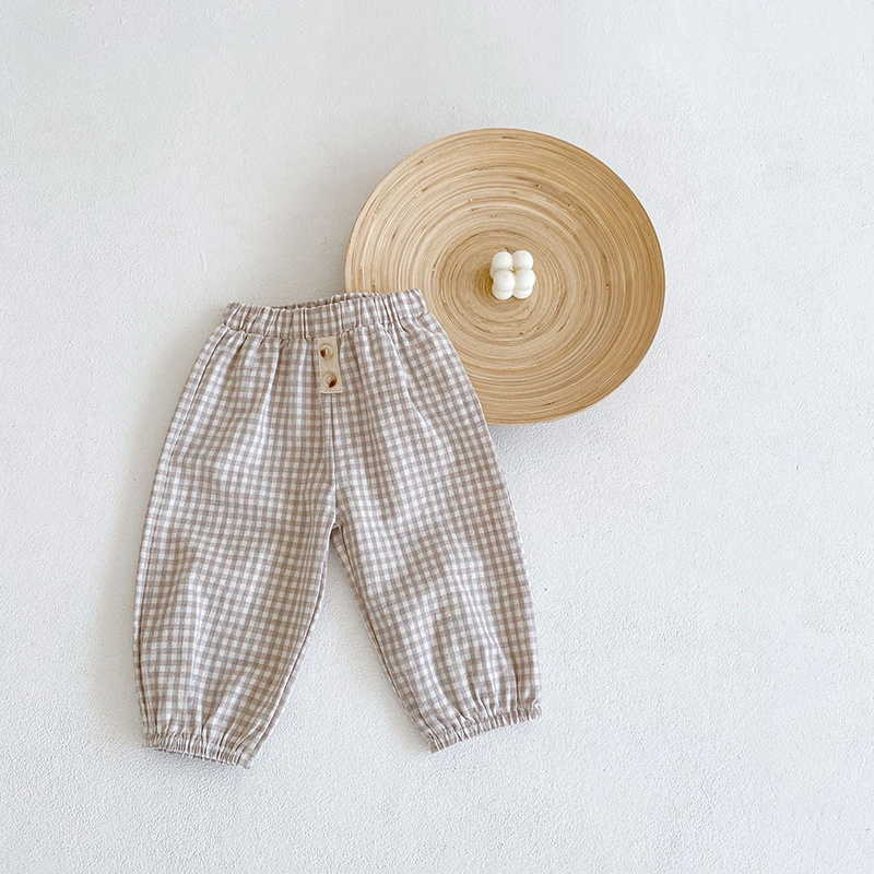 Baby Meisje Casual Broek Herfst Lente Kids Kinderen Plaid Losse Broek Baby Kleding Peuter Bodems Baby Boy Kleding Spodnie: Beige / 80-12-18M