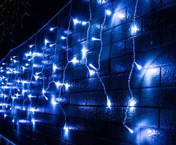 Julelys udendørs dekoration 5 meter hængende 0.4-0.6m led gardiner istap streng lys år bryllupsfest krans lys: Blå